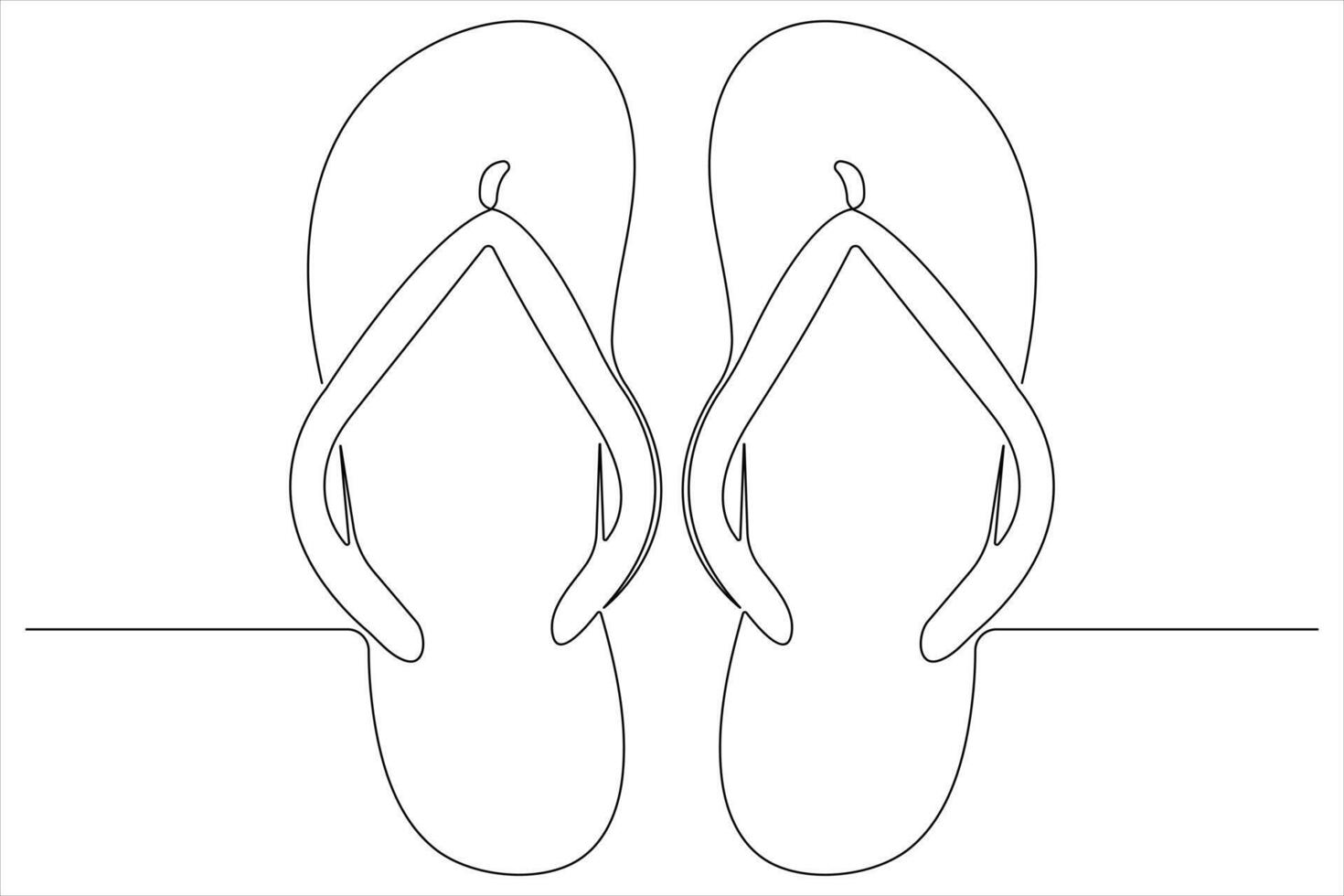 illustration of continuous one line drawing sandals icon footwear outline line design vector