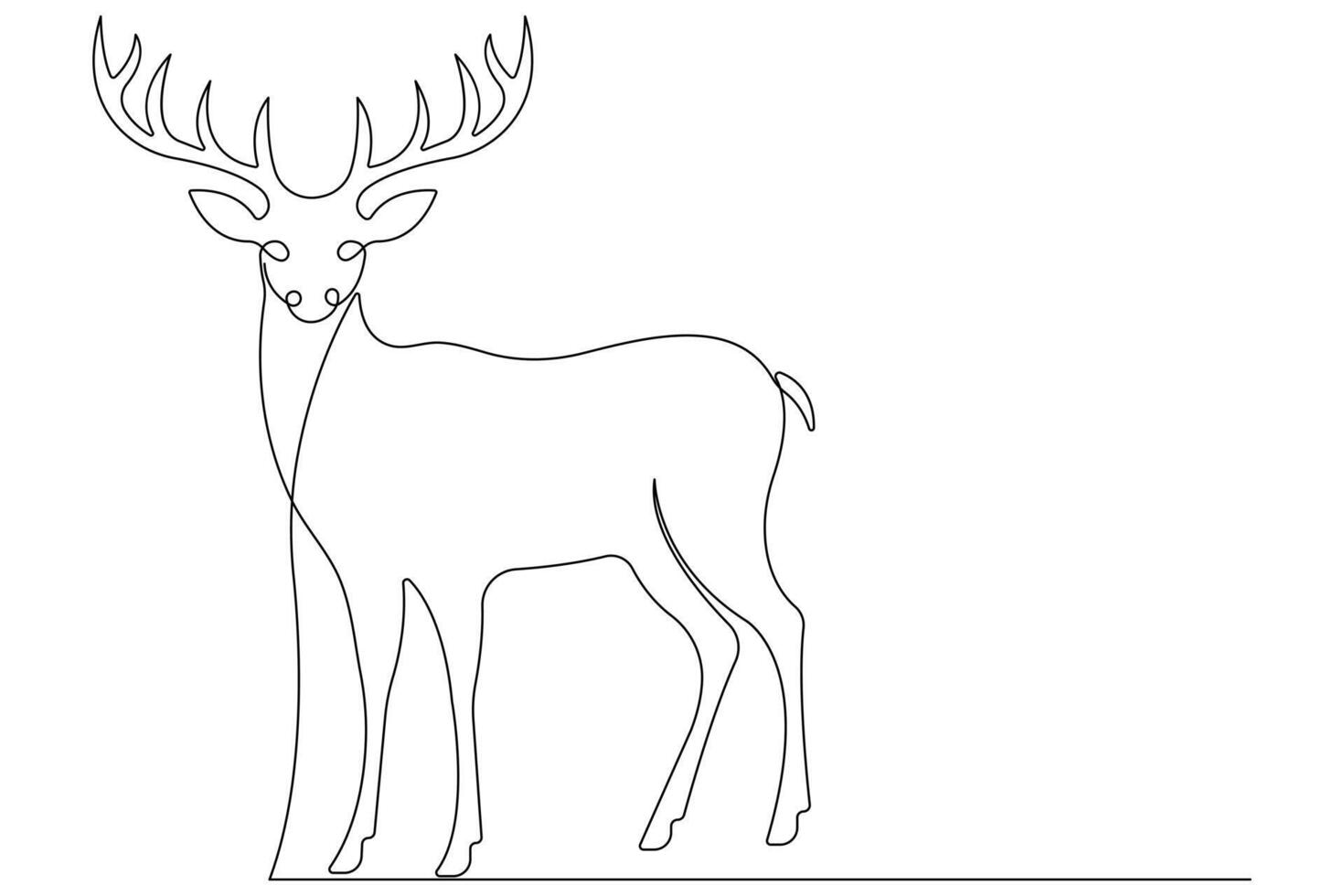 Continuous one line art drawing of wild animal deer outline illustration vector