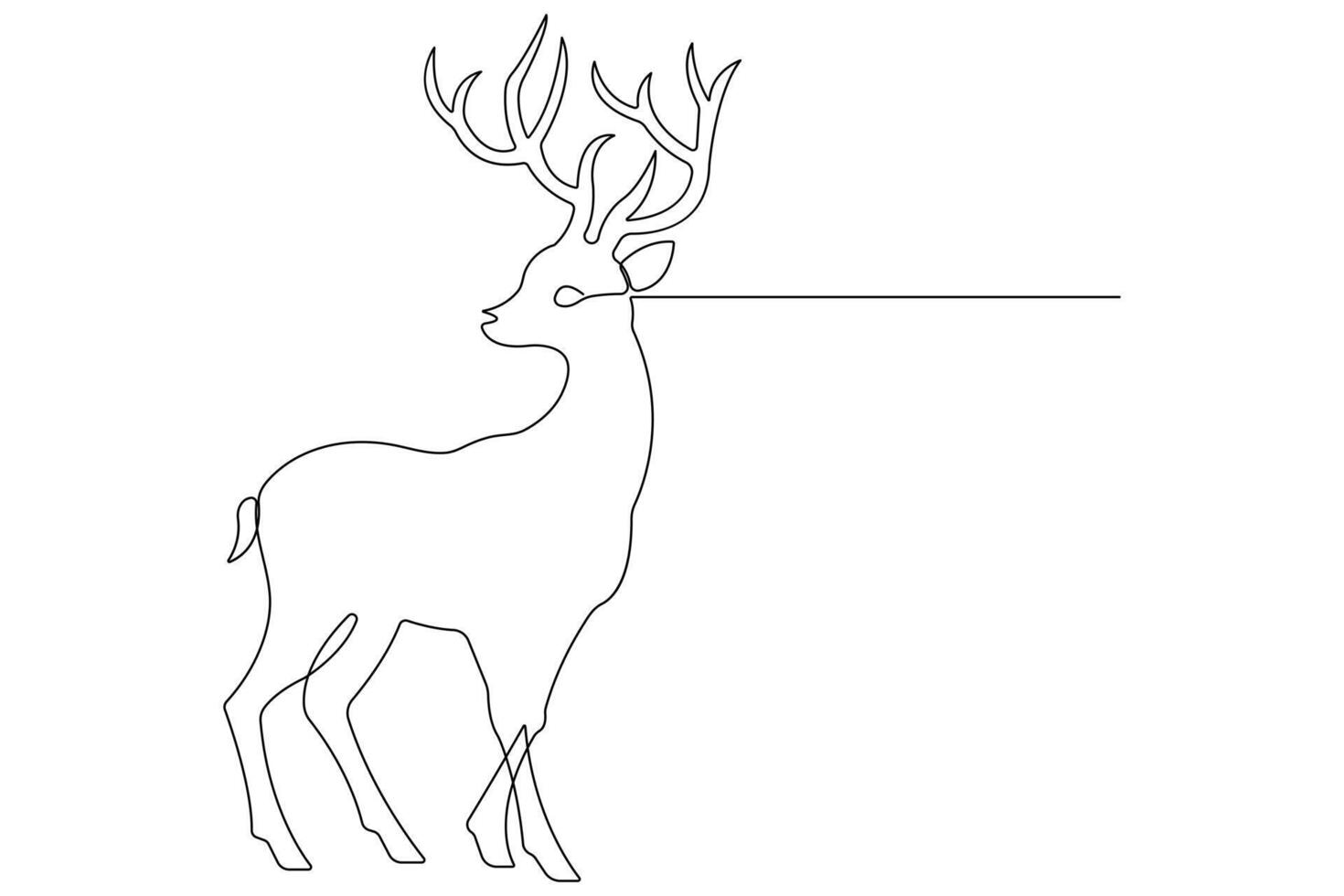 Continuous one line art drawing of wild animal deer outline illustration vector