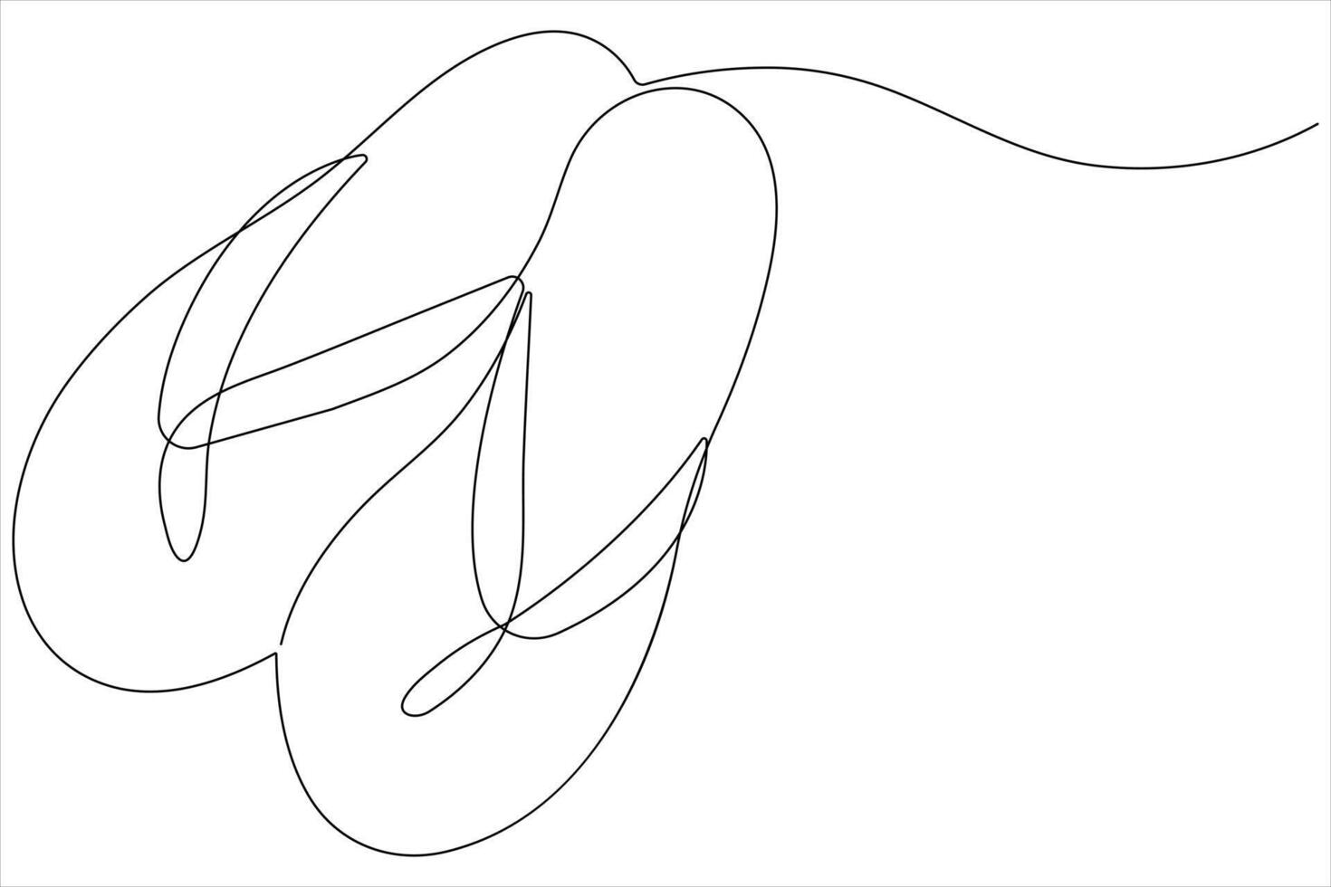 illustration of continuous one line drawing sandals icon footwear outline line design vector
