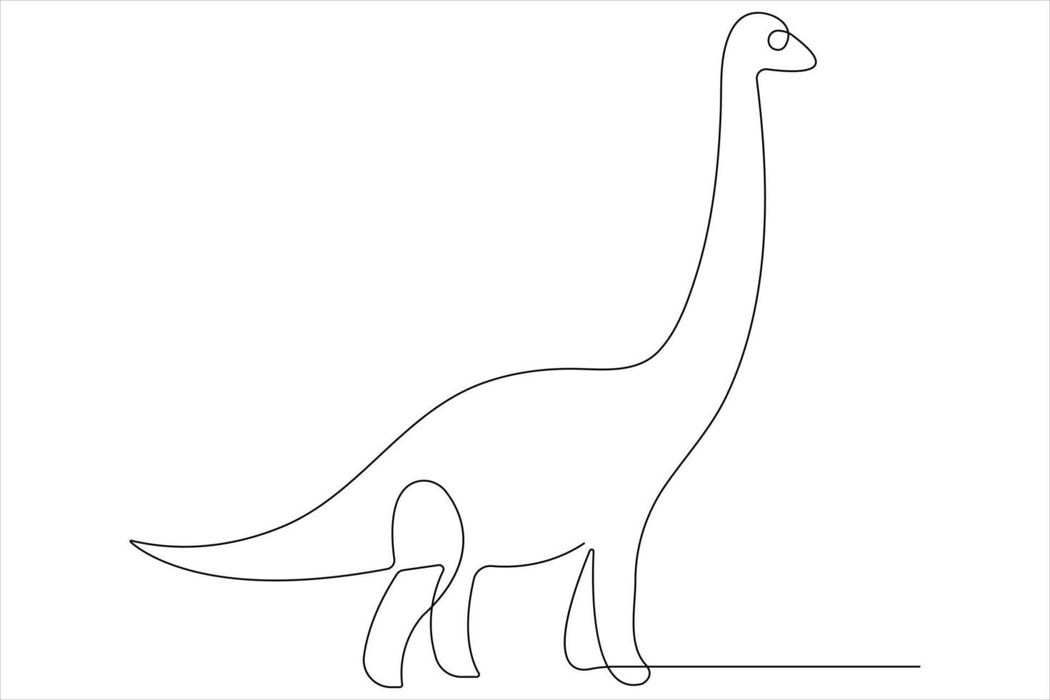 Continuous one line art drawing of dinosaur brachiosaurus outline illustration vector