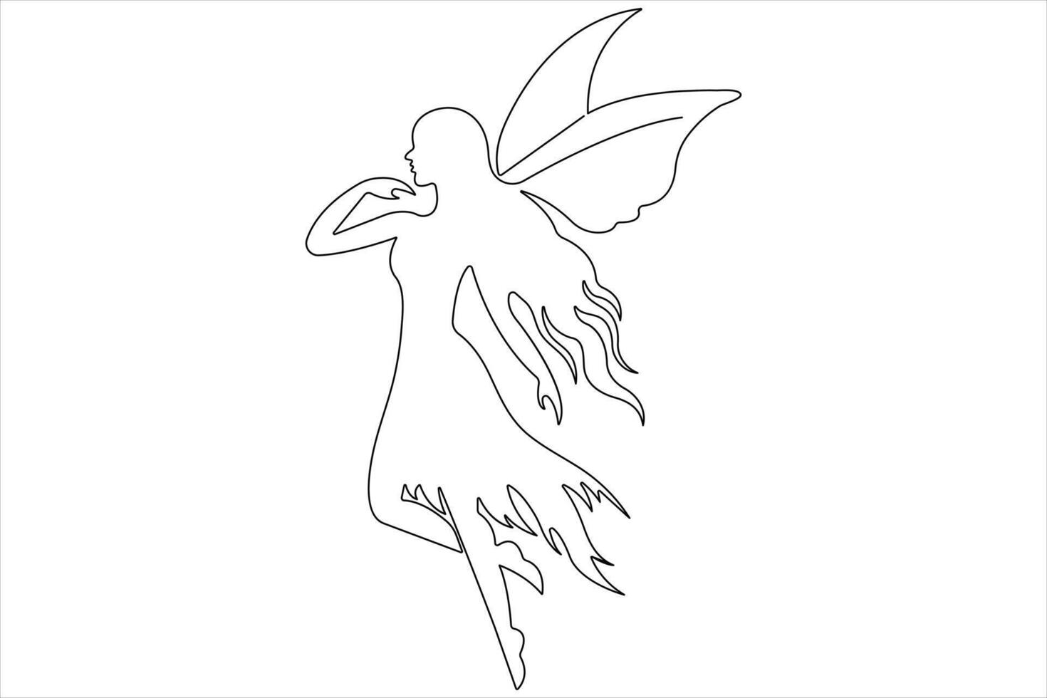 Fairy continuous one line art drawing of outline vector