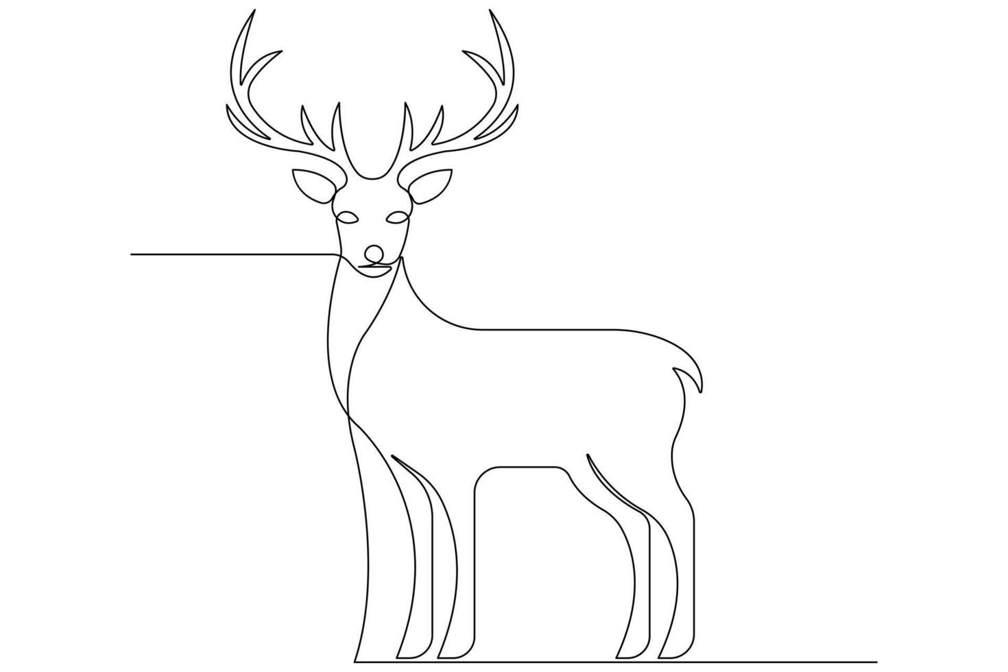 Continuous one line art drawing of wild animal deer outline illustration vector