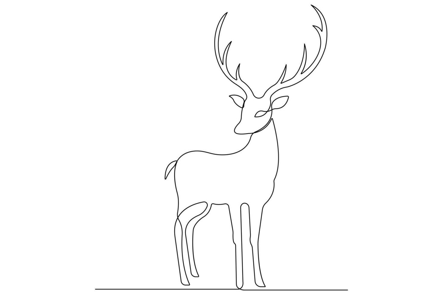 Continuous one line art drawing of wild animal deer outline illustration vector