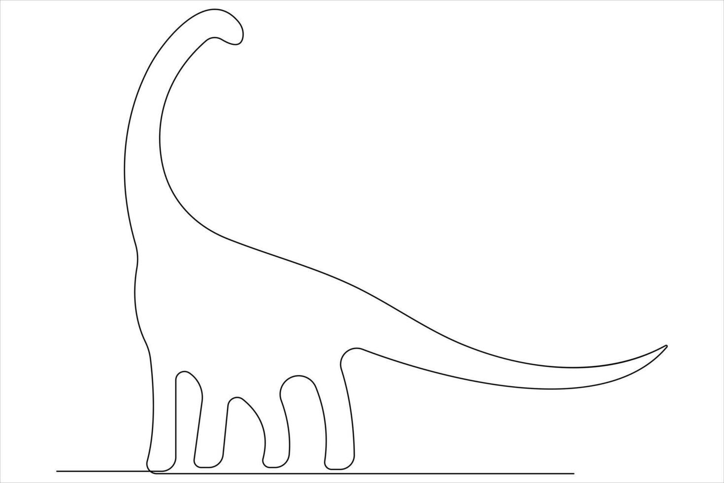 Continuous one line art drawing of dinosaur brachiosaurus outline illustration vector