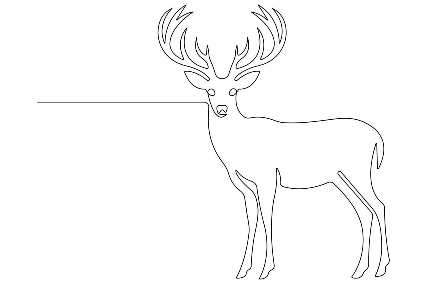 Continuous one line art drawing of wild animal deer outline illustration vector