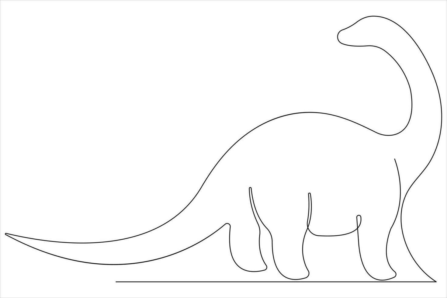 Continuous one line art drawing of dinosaur brachiosaurus outline illustration vector