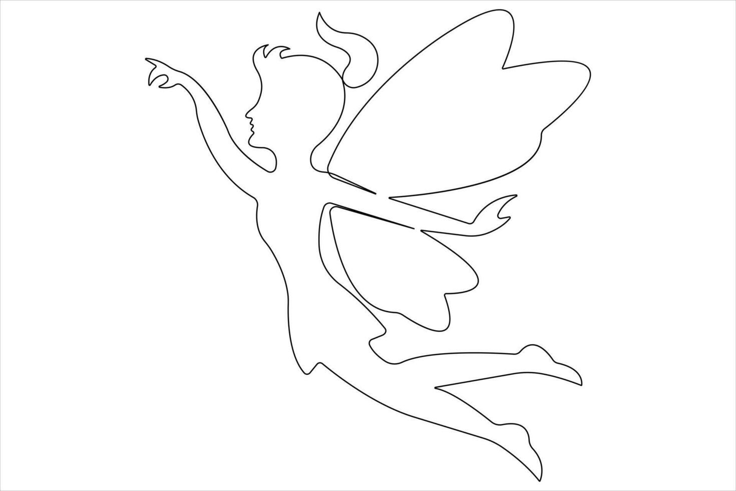 Fairy continuous one line art drawing of outline vector