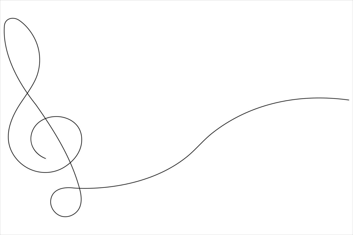 Continuous music notes one line art illustration of song sound concept vector
