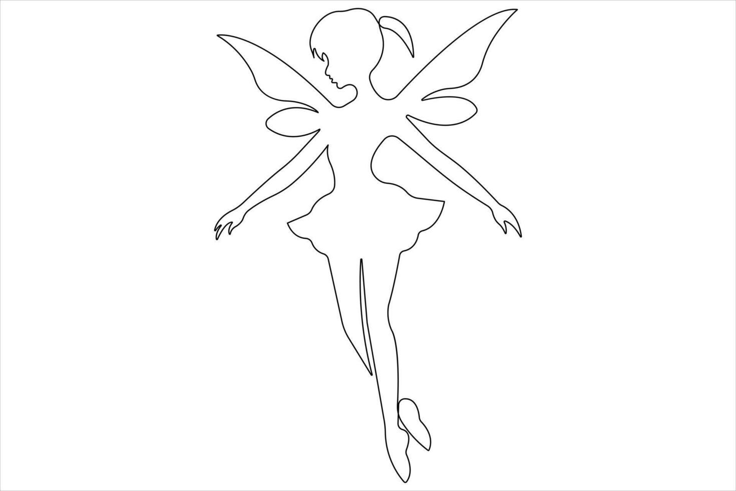 Fairy continuous one line art drawing of outline vector