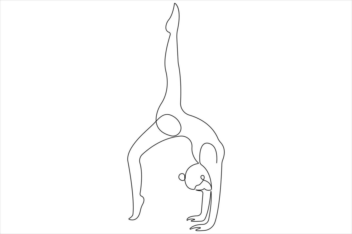 Continuous one line art drawing of man doing exercise in yoga pose outline illustration vector
