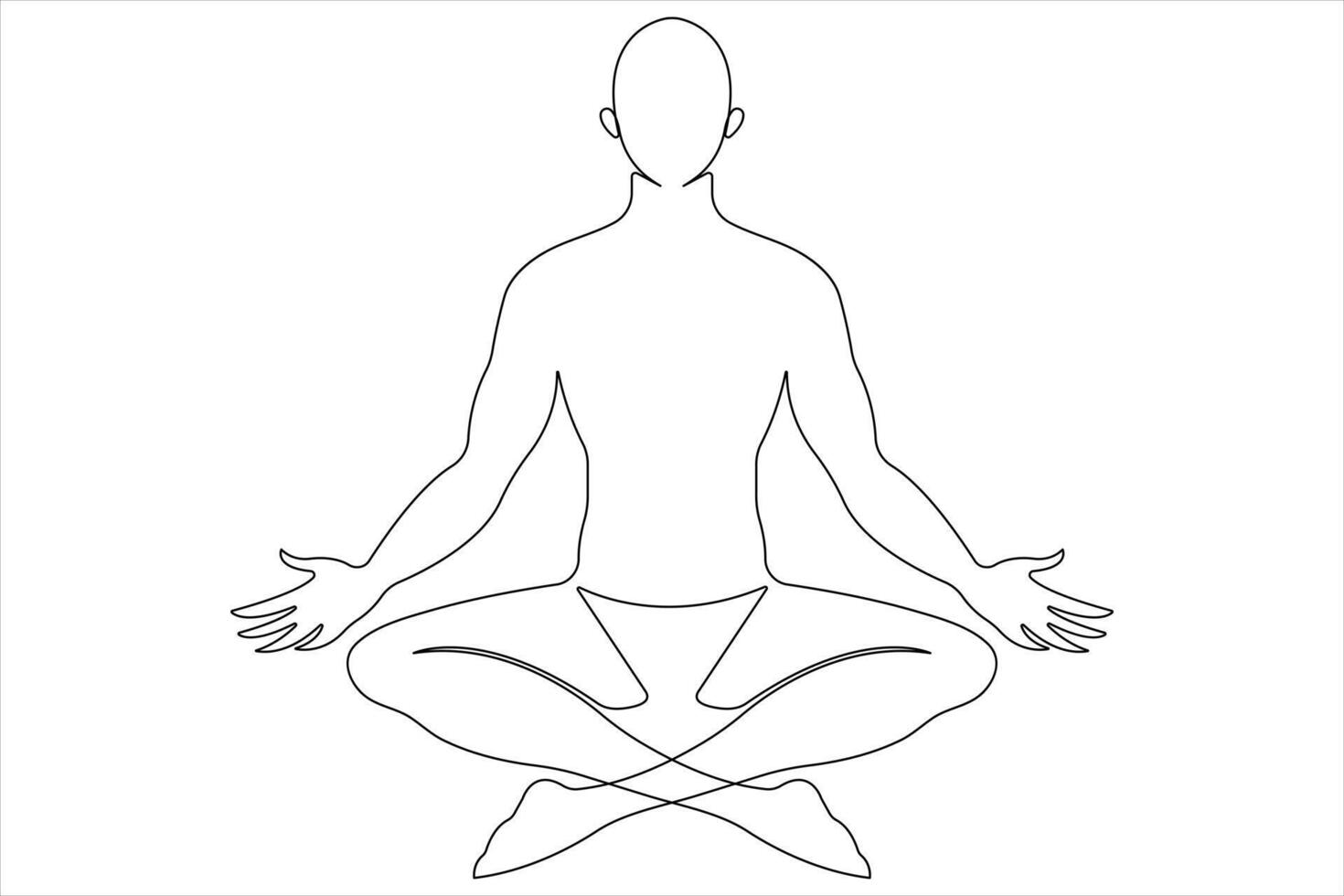 Continuous one line art drawing of man doing exercise in yoga pose outline illustration vector