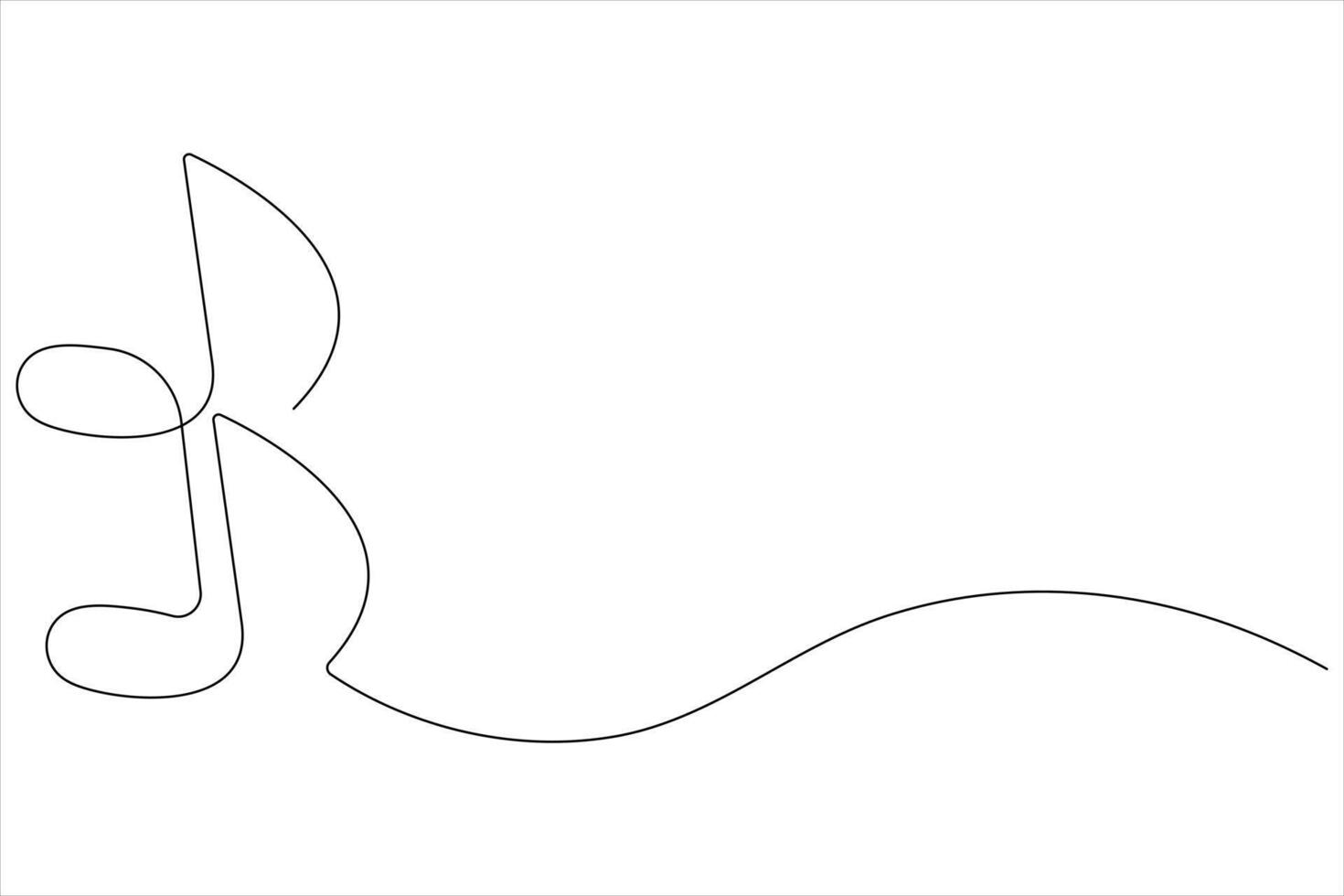 Continuous music notes one line art illustration of song sound concept vector