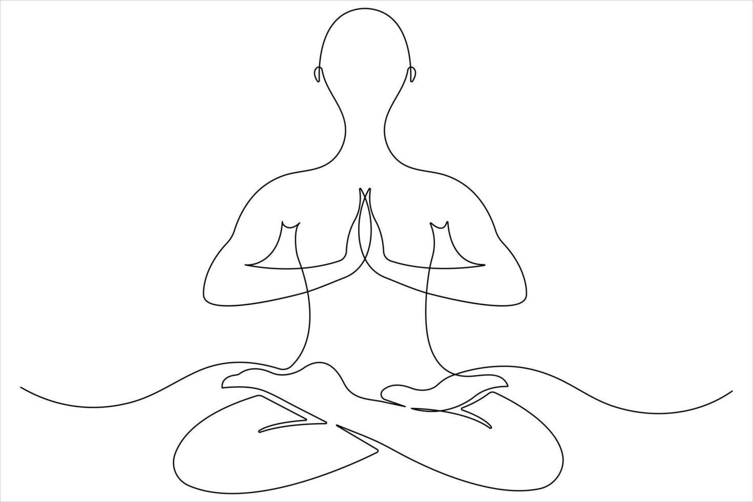 Continuous one line art drawing of man doing exercise in yoga pose outline illustration vector