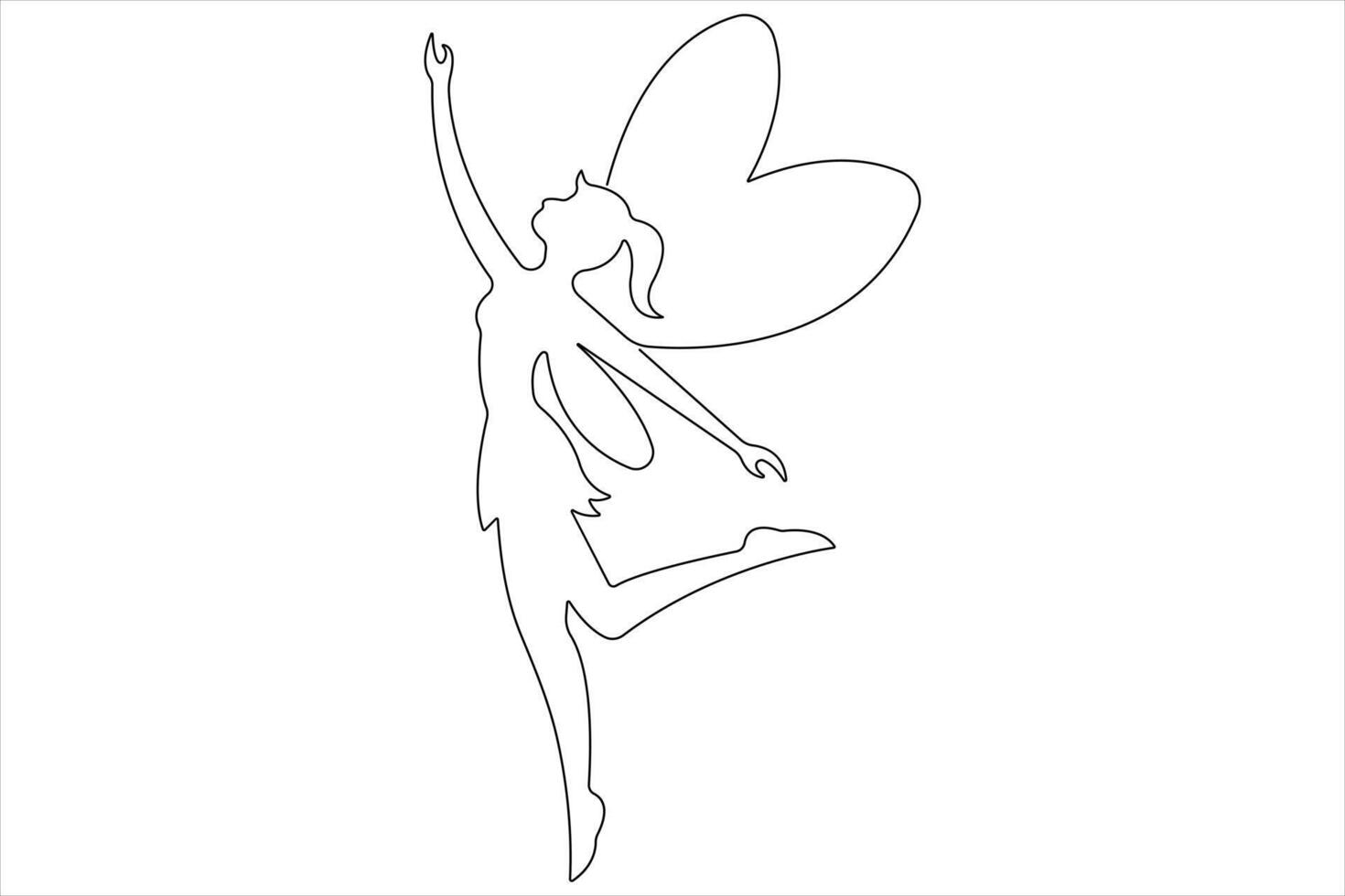 Fairy continuous one line art drawing of outline vector