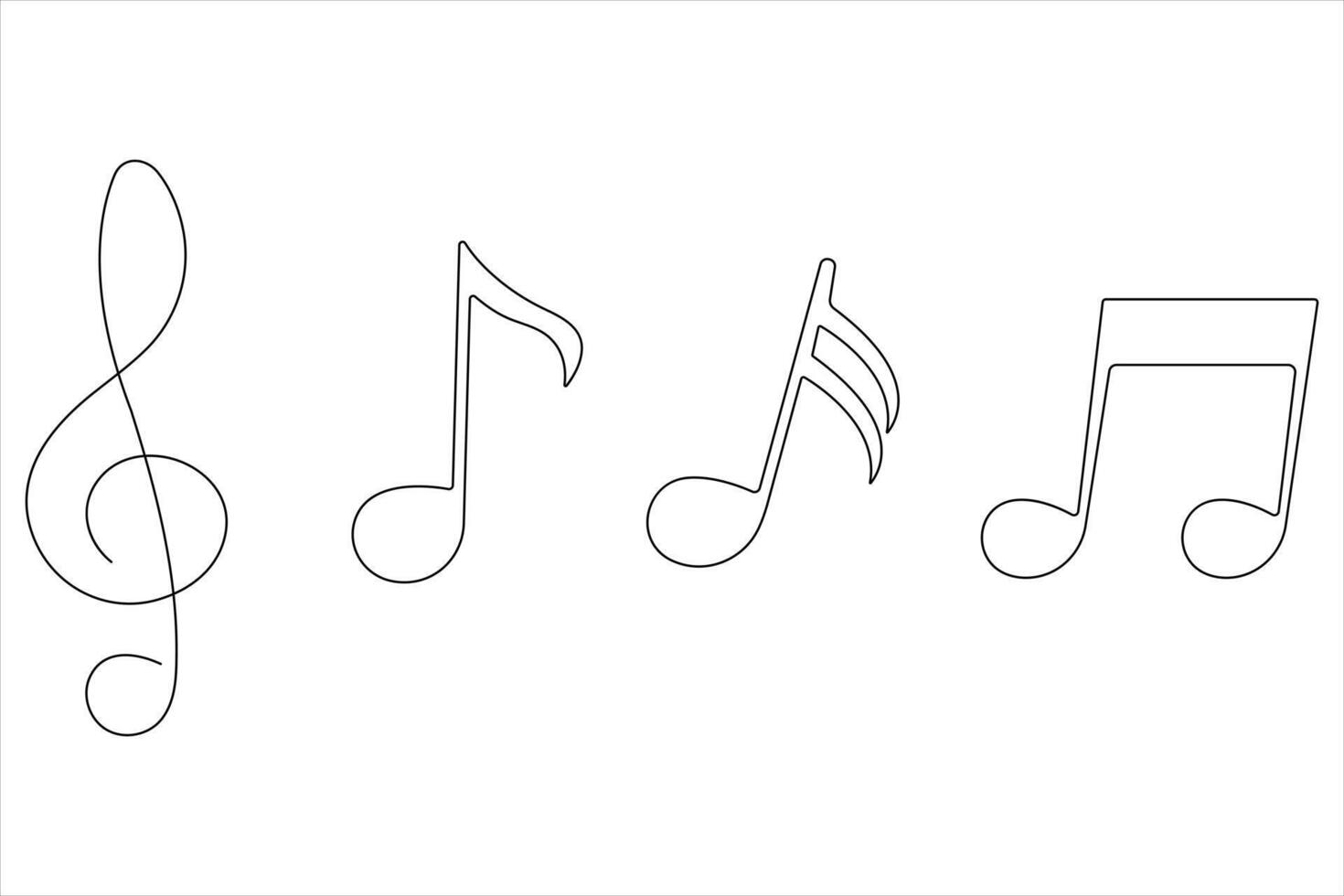 illustration of continuous one line drawing set of musical notes vector