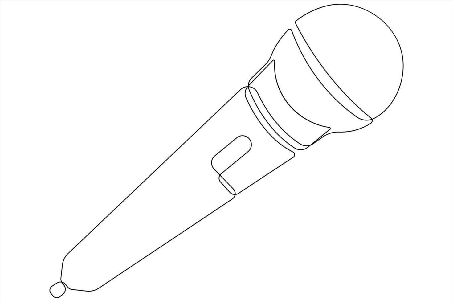 Microphone continuous one line drawing of outline illustration vector