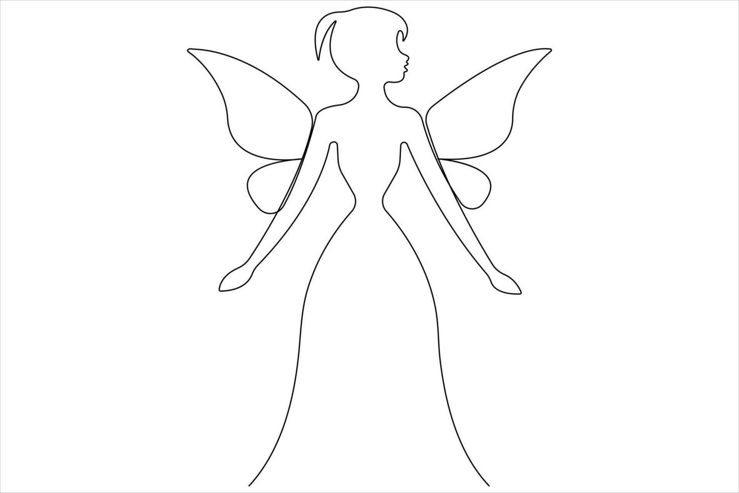 Fairy continuous one line art drawing of outline vector