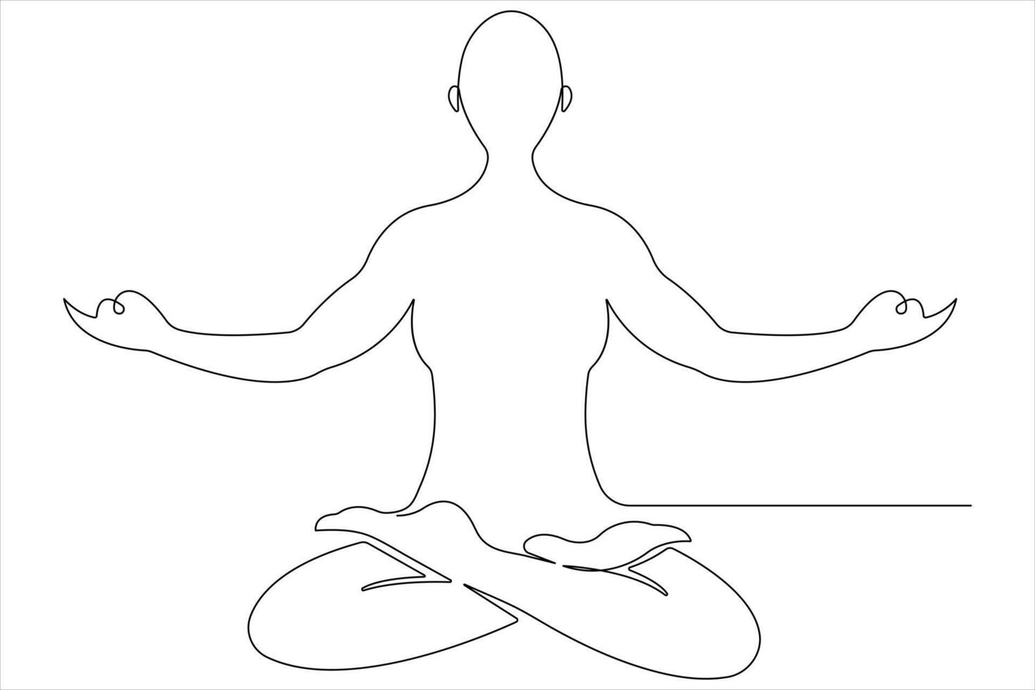 Continuous one line art drawing of man doing exercise in yoga pose outline illustration vector