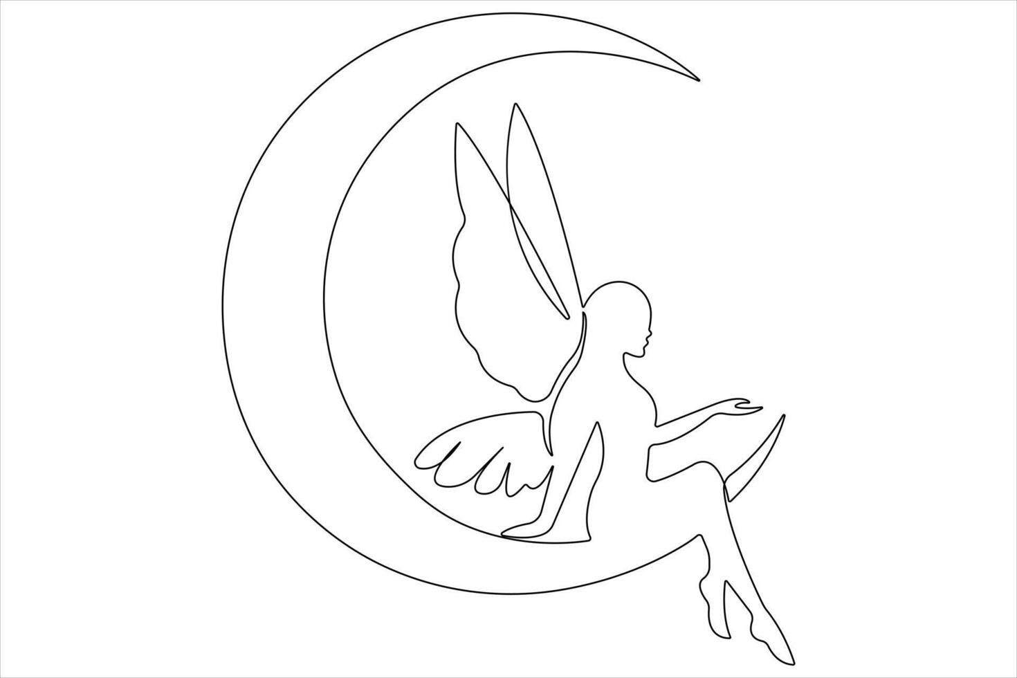 Fairy continuous one line art drawing of outline vector