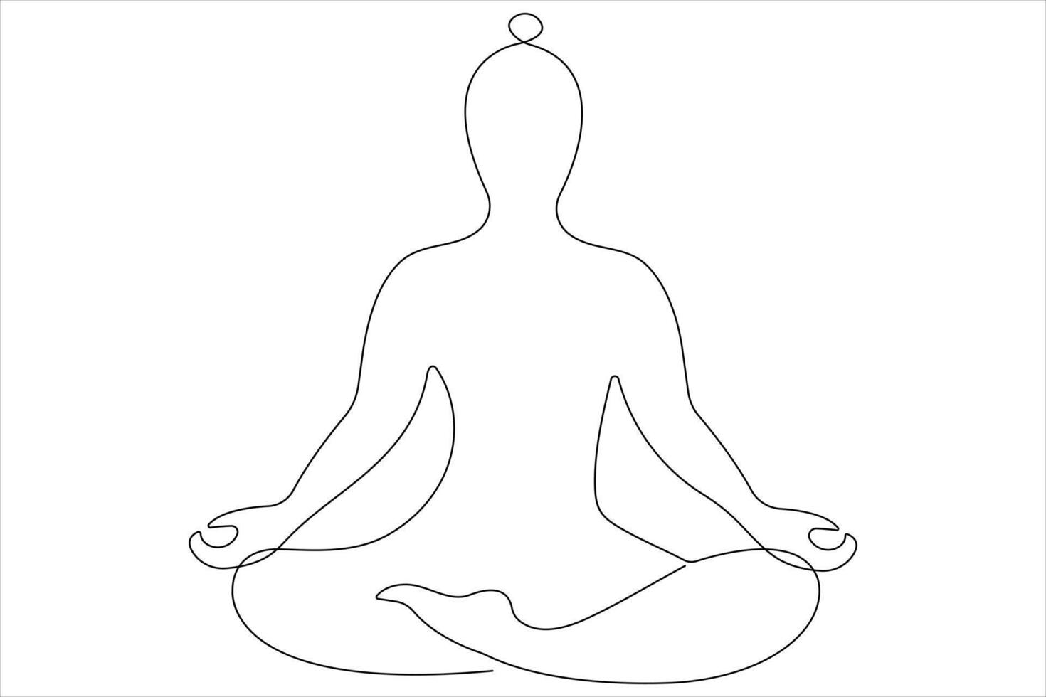 Continuous one line art drawing of man doing exercise in yoga pose outline illustration vector