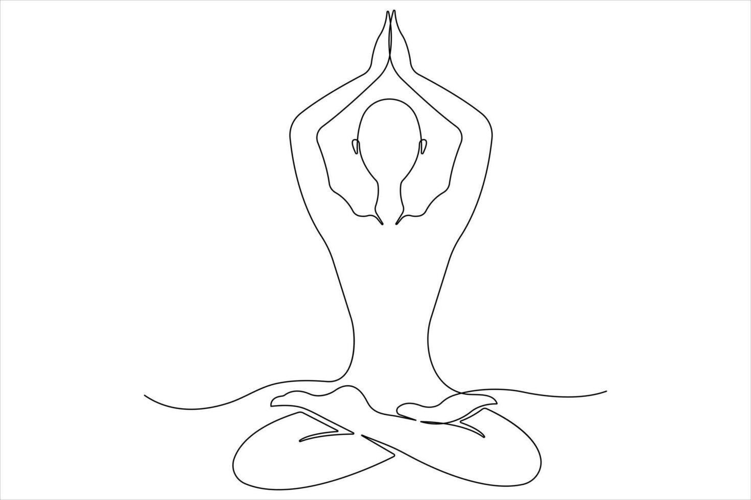 Continuous one line art drawing of man doing exercise in yoga pose outline illustration vector