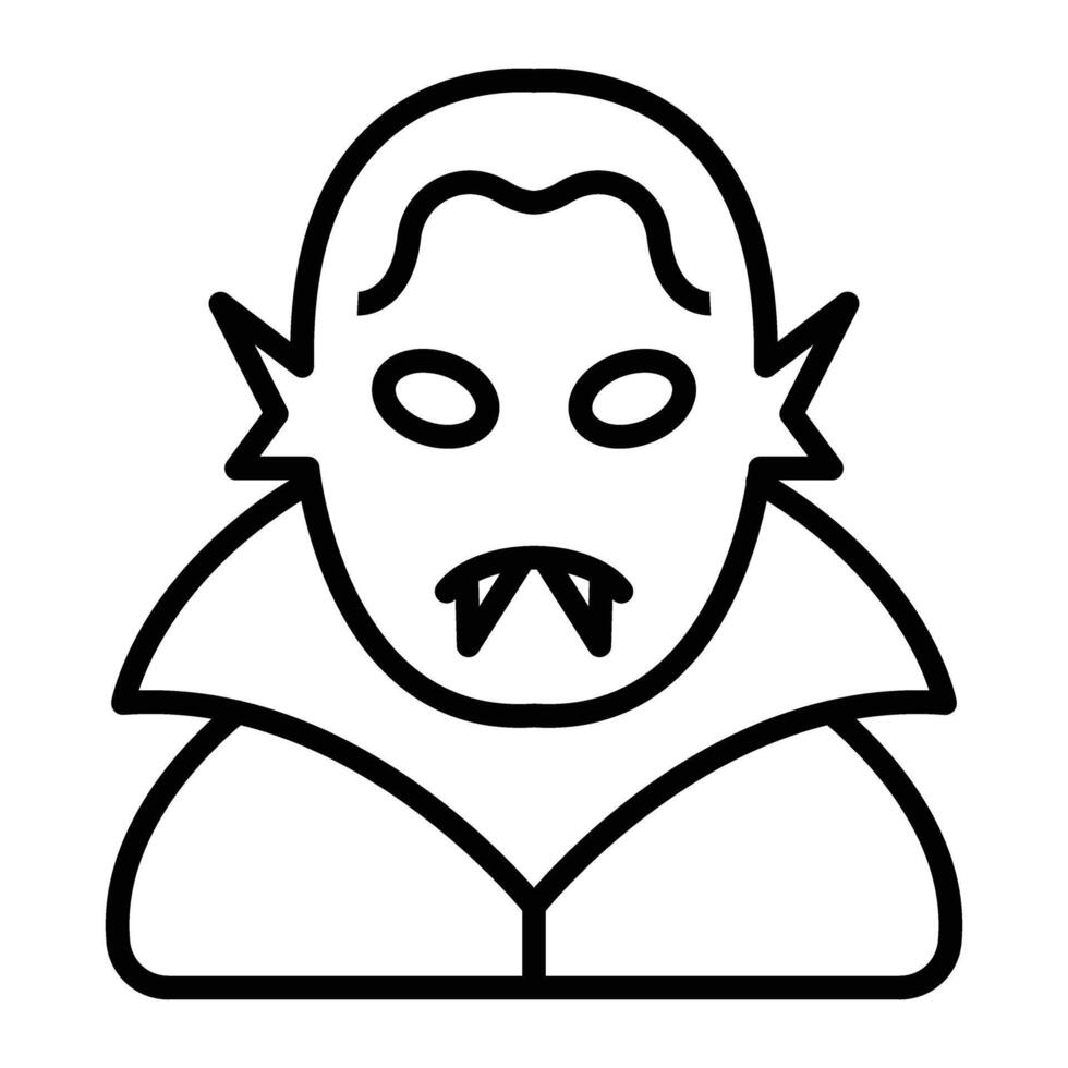 icono de línea de vampiro vector