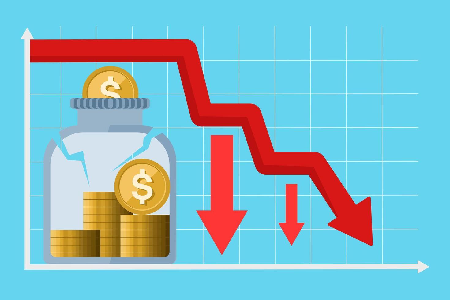 concept of broken piggy bank as a metaphor for business bankruptcy. Problems of repayment of economic loans, investment failures and budget collapse. financial crisis. vector