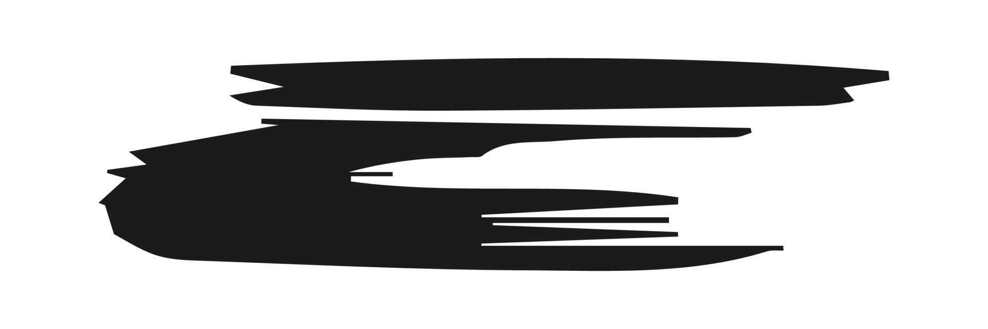 Artistic grungy black paint hand made creative brush stroke set isolated on white background. A group of abstract grunge sketches for design education or graphic art decoration vector