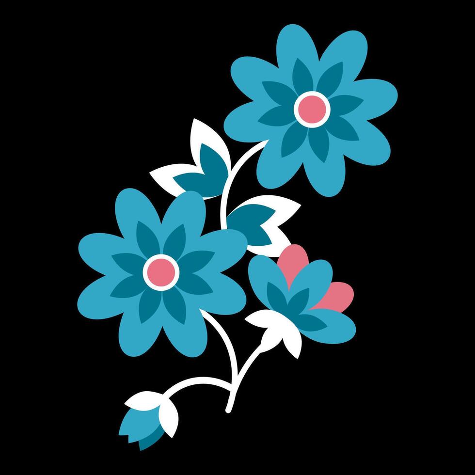 Composition of Mexican flowers ethnic embroidery vector