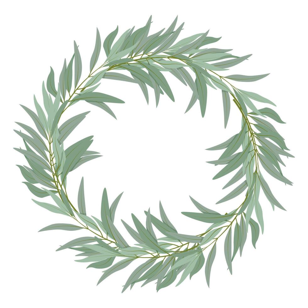 Wreath of olive branches woven in a circle vector