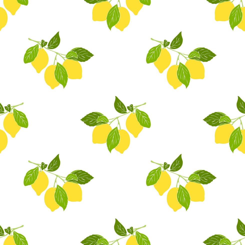 limones rama modelo con amarillo frutas agrios, mano dibujado bosquejo No contorno, blanco antecedentes. vector