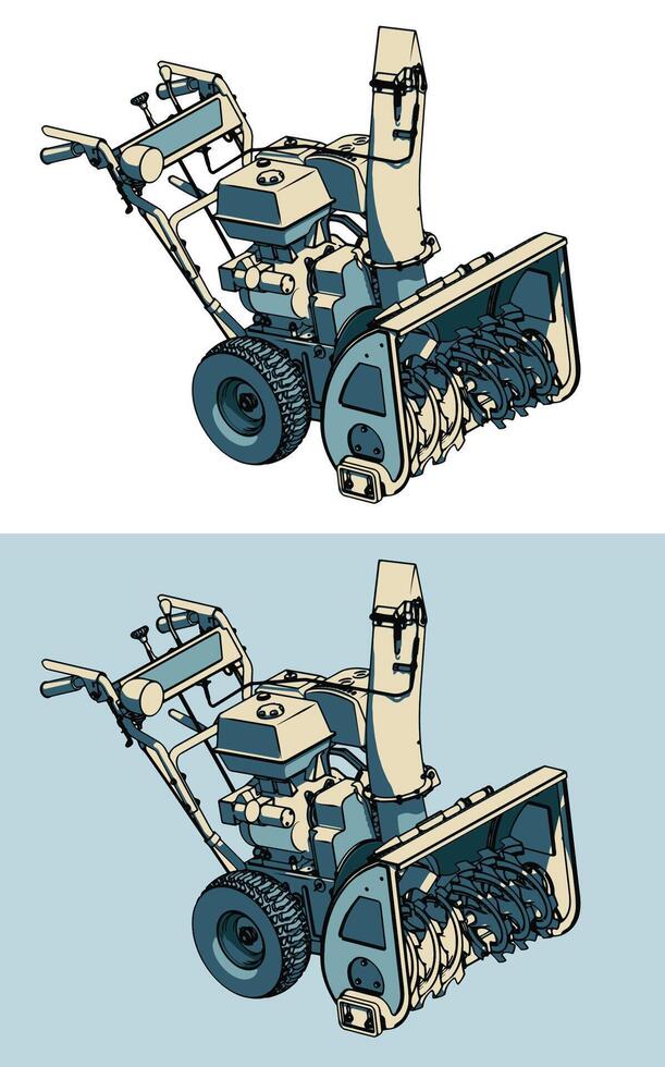 Stylized illustrations of snowblower vector