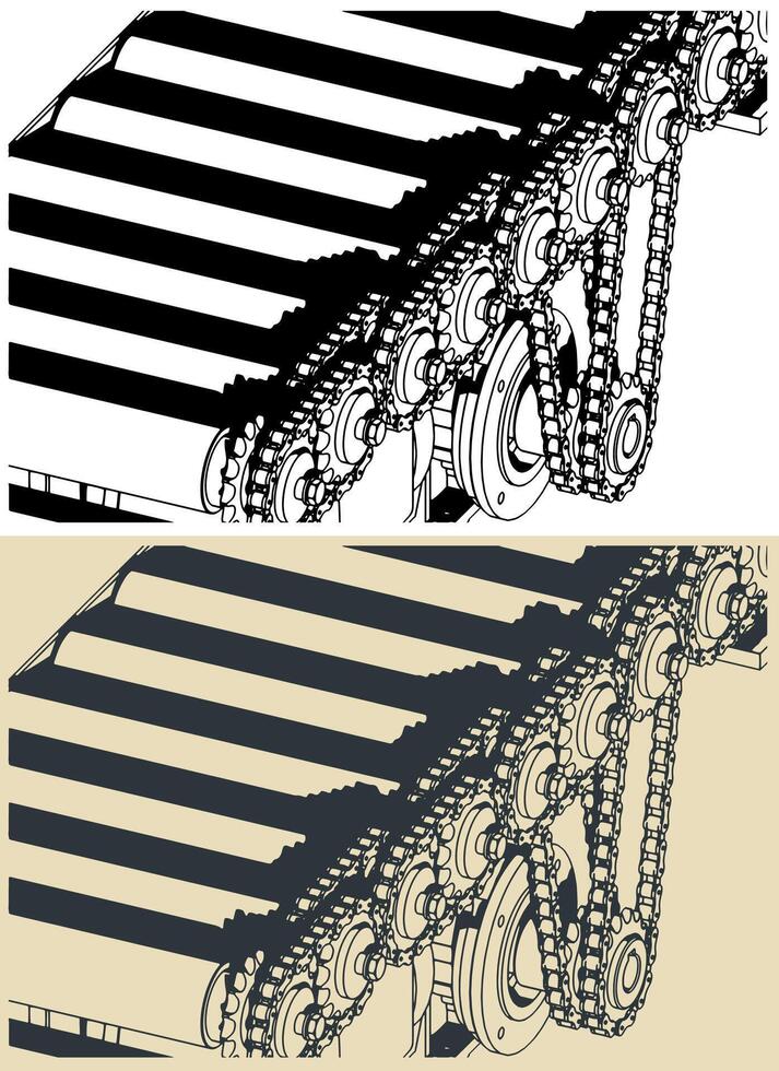 Roller conveyor with chain drive vector