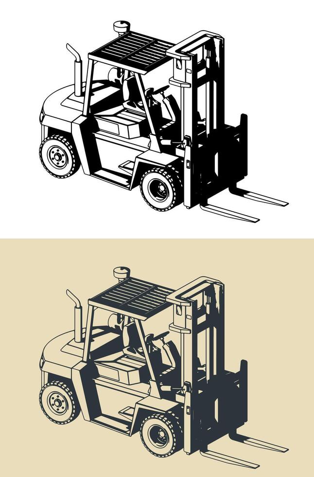 Forklift truck illustrations vector