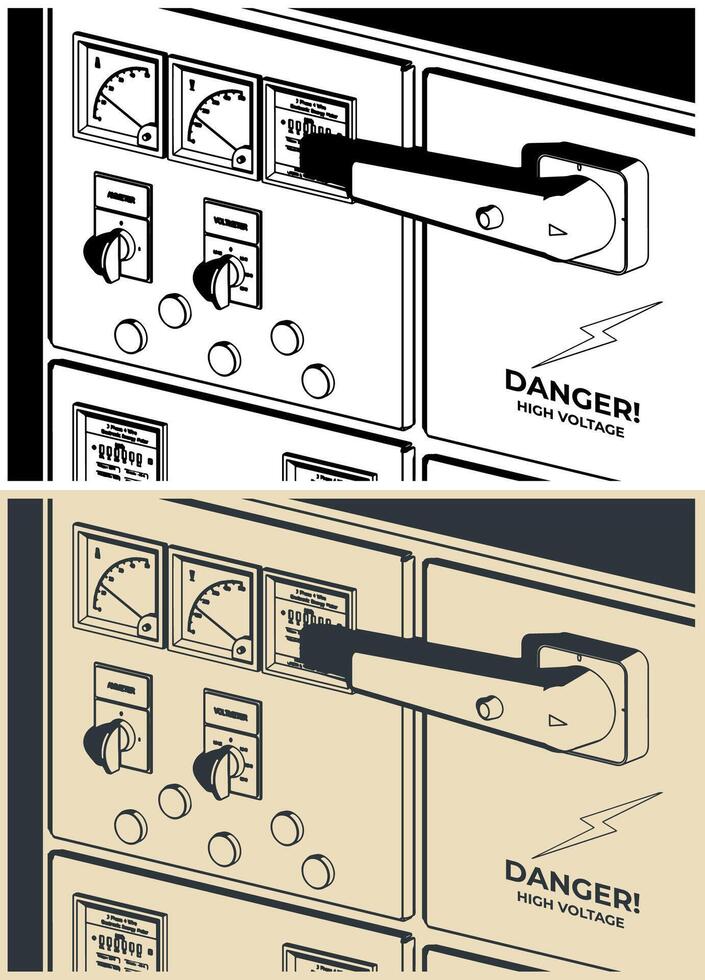 Industrial electrical control panel close up vector