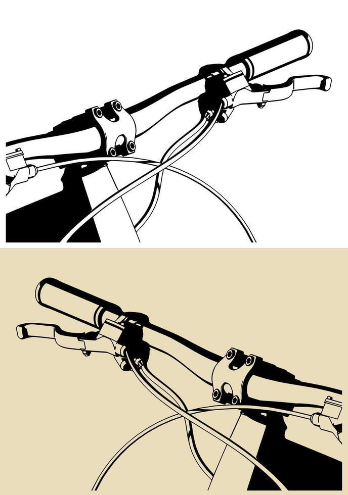 Trail bicycle bicycle steering and rubber handle close-up vector