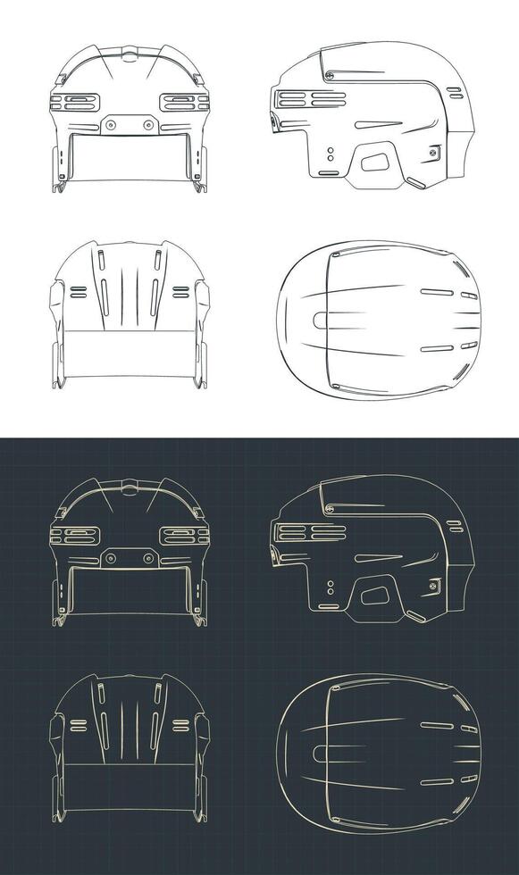 Hockey helmet blueprints vector