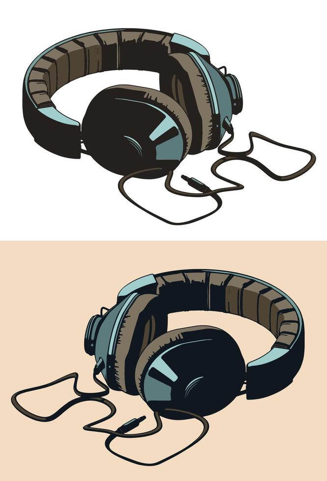 Vintage studio monitor headphones vector
