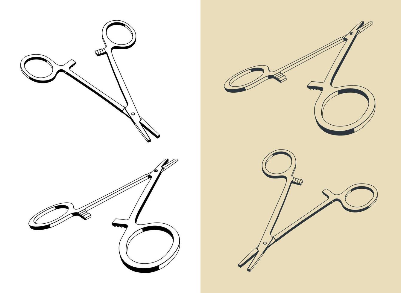 Surgery clamp illustrations vector