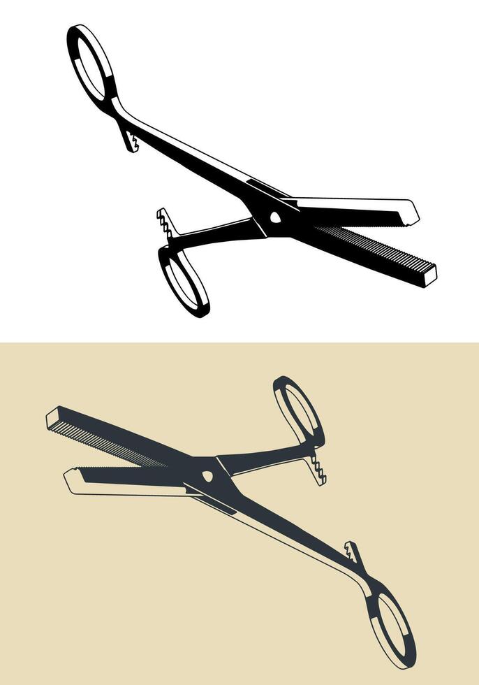 Surgery clamp illustrations close up vector