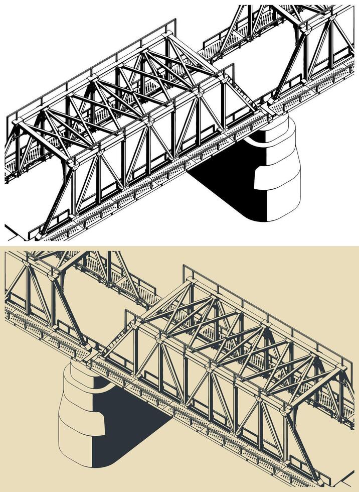 Truss bridge close up vector