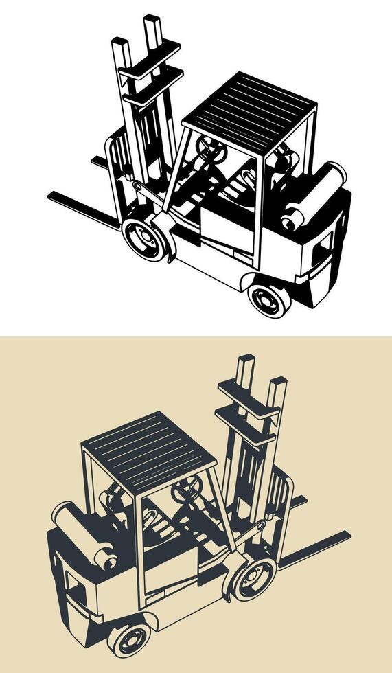 Forklift vehicle illustrations vector