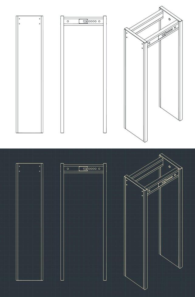 Archway metal detector blueprints vector