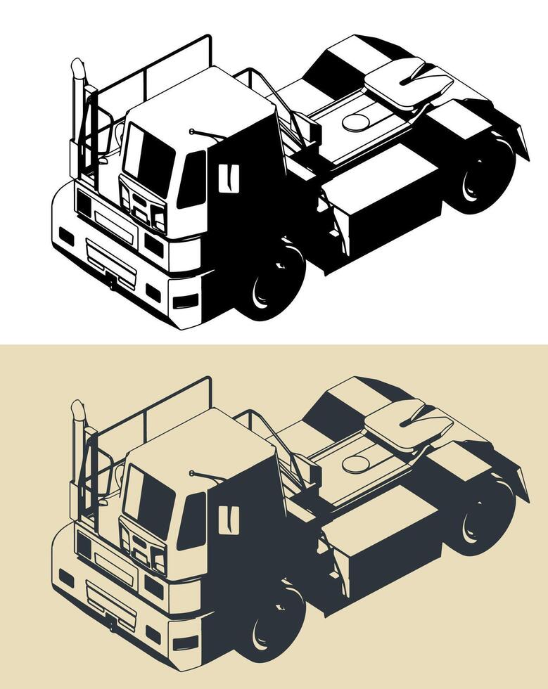 Terminal tractor illustrations vector