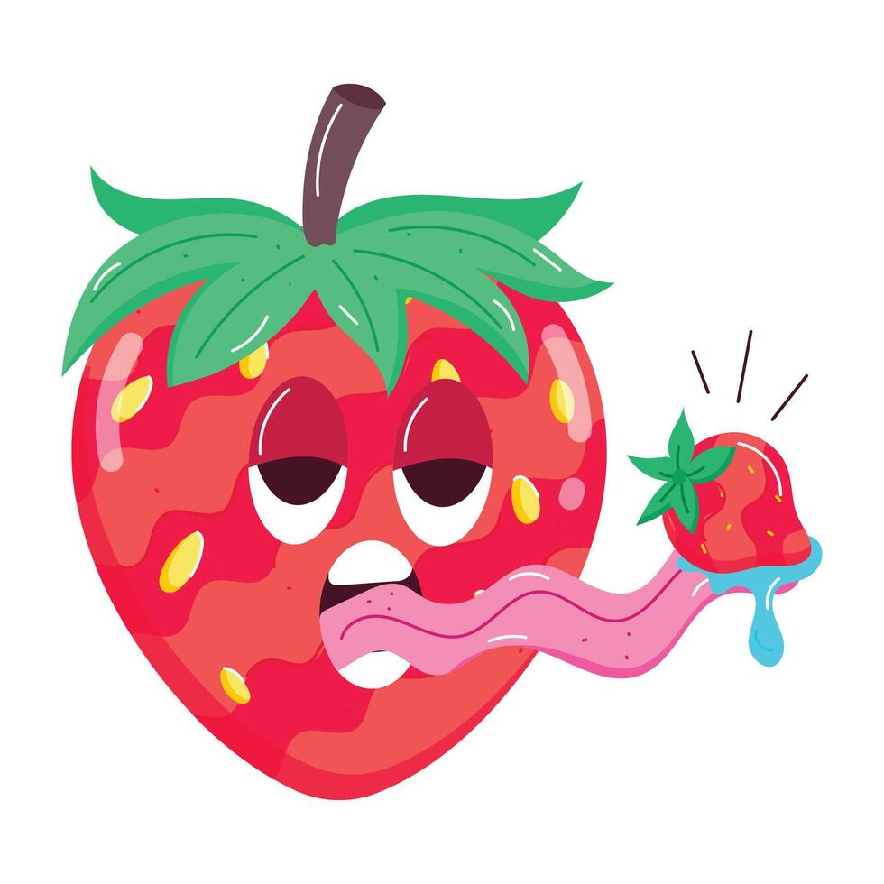 Cute Strawberries Flat Stickers vector