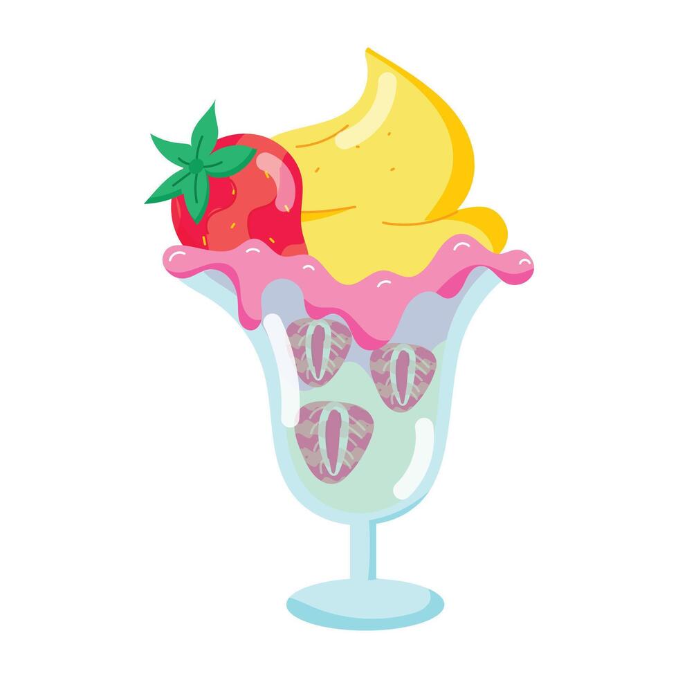 Cute Strawberries Flat Stickers vector