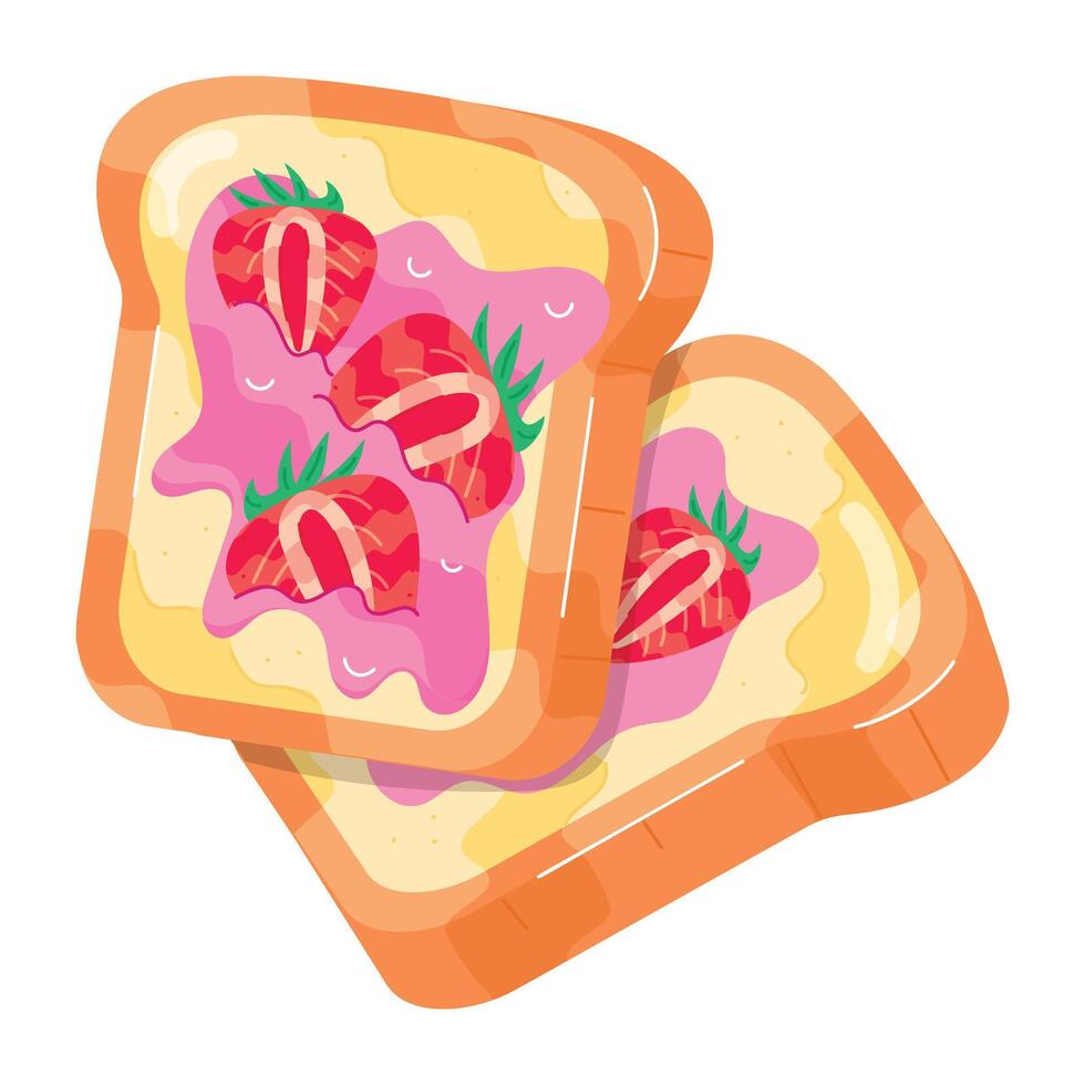 Flat Stickers Depicting Strawberry Desserts vector