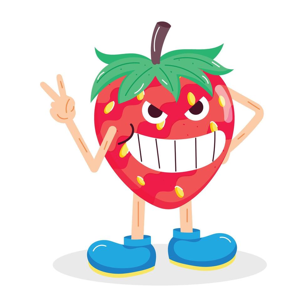 Flat Stickers Depicting Strawberry Desserts vector
