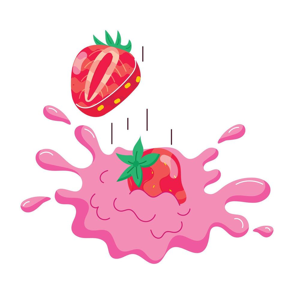 Strawberry Foods Flat Stickers vector